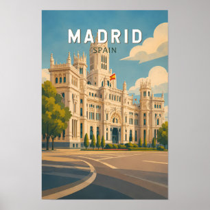 Poster Ilustração de Madrid Espanha Viagem Arte Vintage