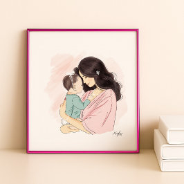 Poster Ilustração de mãe e bebê