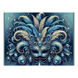 Póster Ilustração de Máscara de Mascarada Pena Azul
