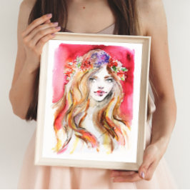 Poster Ilustração de Moda de Aquarela de outono Whimsical