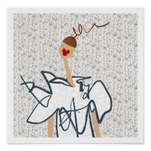 Póster Ilustração de Moda de Menina Engraçada
