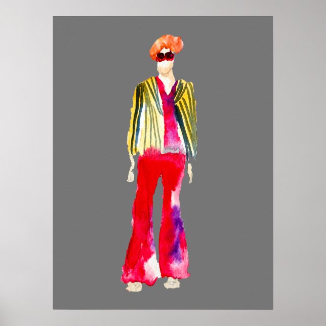 Poster Ilustração de moda figuras artísticas aquarela (Frente)