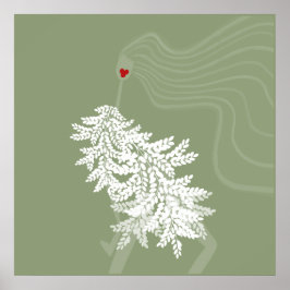 Poster Ilustração de Moda Mínima Botânica de Cabelo Longo