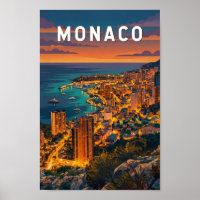 Ilustração de Mônaco Viagem Arte Vintage