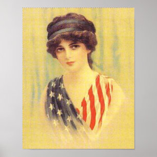Póster Ilustração de Mulher Patriótica