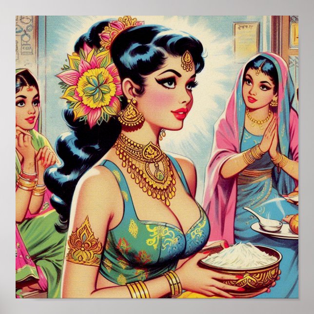 Poster Ilustração de Mulher-Vintage-Cute (Frente)