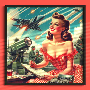 Poster Ilustração de Mulher Vintage dos anos 50