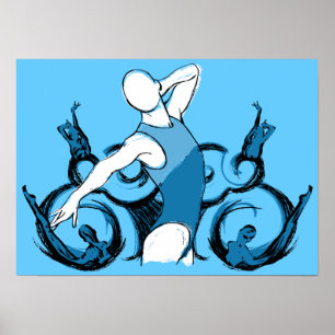 Póster Ilustração de Nadação de Sincronização