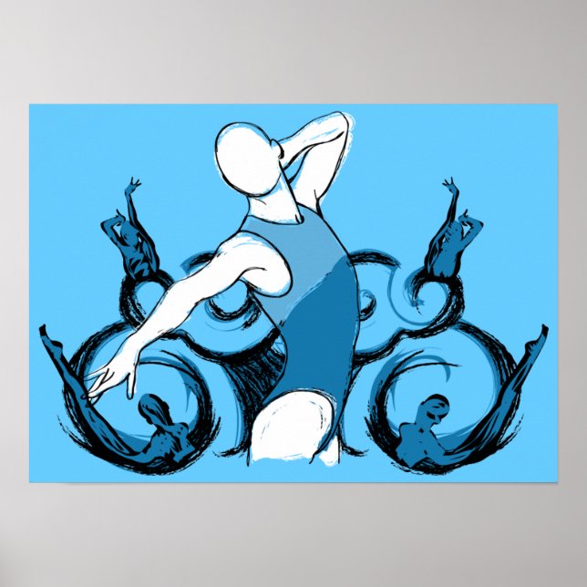 Póster Ilustração de Nadação de Sincronização (Frente)