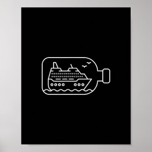 Poster Ilustração de Navio de Cruzeiro Engraçado em uma G