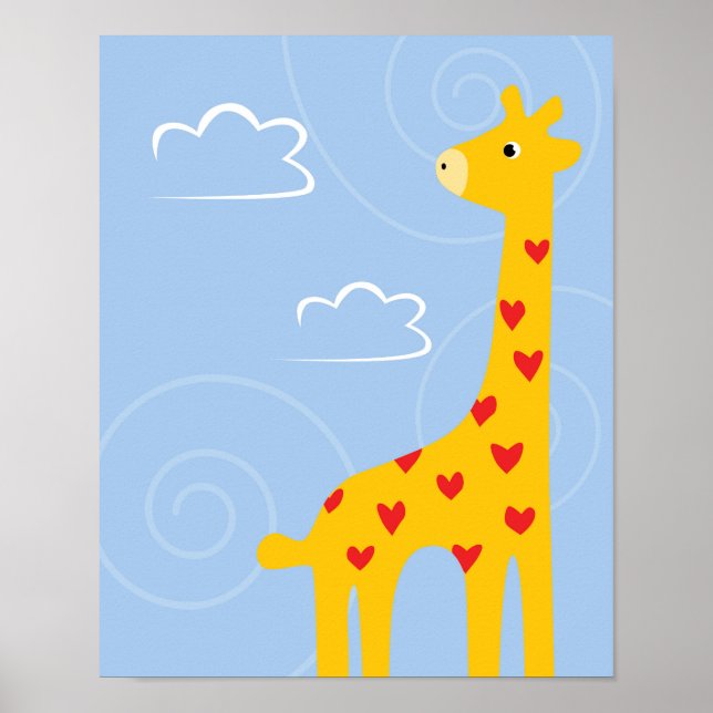 Poster Ilustração de Nursery Giraffe bonitinha de Savana (Frente)