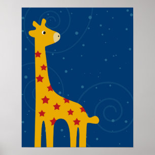 Poster Ilustração de Nursery Giraffe bonitinha de Savana