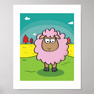 Poster Ilustração de Ovinos - Crianças Fazenda de Arte An