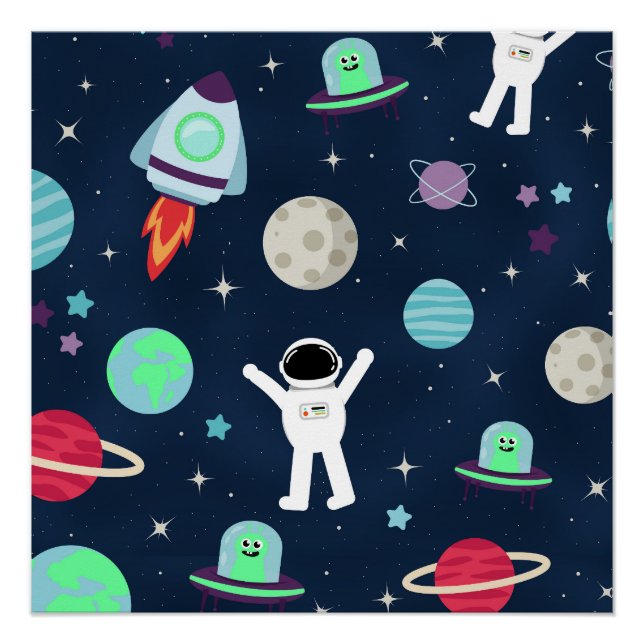 Póster ilustração de padrão espacial (Frente)