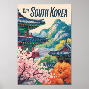 Poster Ilustração de Paisagem da Coreia do Sul Arte de Vi