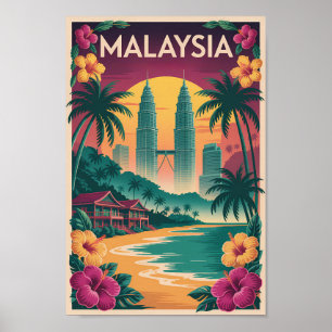Poster Ilustração de Paisagem da Malásia Arte de Viagem V