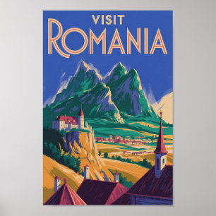 Poster Ilustração de Paisagem da Romênia Arte de Viagem V