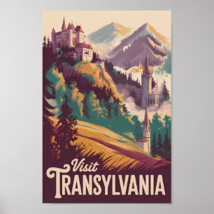Poster Ilustração de Paisagem da Transilvânia Arte de Via