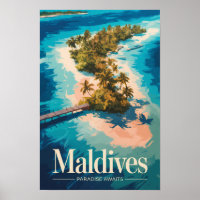 Ilustração de Paisagem das Maldivas Arte de Viagem