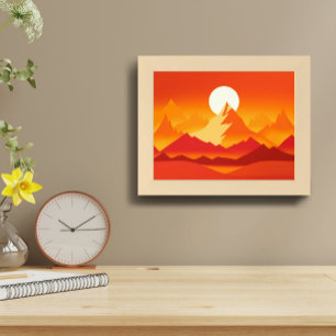 Poster Ilustração de Paisagem de Picos de Montanha Sunset