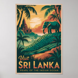 Poster Ilustração de Paisagem de Sri Lanka Arte de Viagem
