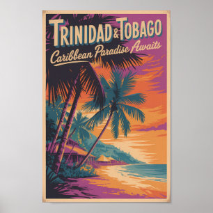 Poster Ilustração de paisagem de Trinidad e Tobago Viagem