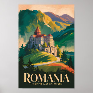 Poster Ilustração de Paisagem do Castelo da Romênia Arte