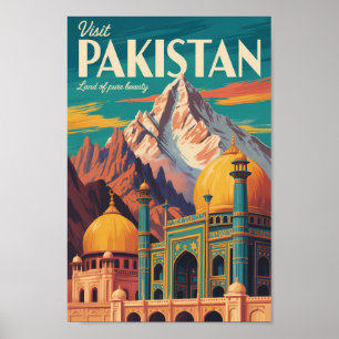 Poster Ilustração de Paisagem do Paquistão Arte de Viagem