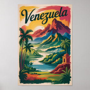 Poster Ilustração de paisagem venezuelana Arte de viagem 
