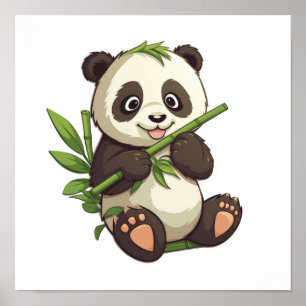 Poster Ilustração de panda de desenho animado