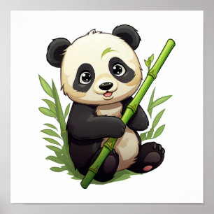 Poster Ilustração de panda de desenho animado