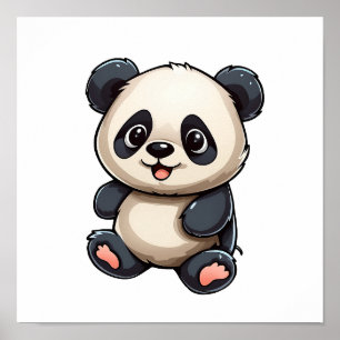Poster Ilustração de panda de desenho animado
