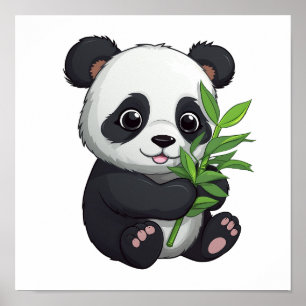 Poster Ilustração de panda de desenho animado