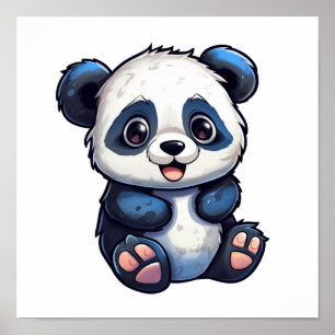 Poster Ilustração de panda de desenho animado