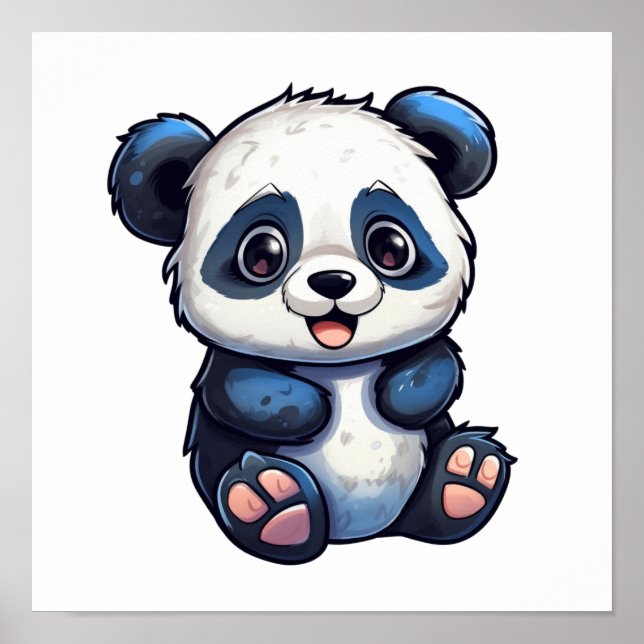 Poster Ilustração de panda de desenho animado (Frente)