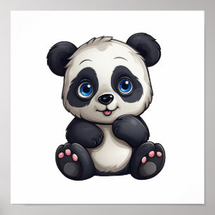 Poster Ilustração de panda de desenho animado