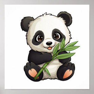 Poster Ilustração de panda de desenho animado