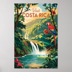 Poster Ilustração de Papagaio da Costa Rica Arte de Viage