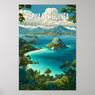 Poster Ilustração de Papua-Nova Guiné Viagem Arte Vintage