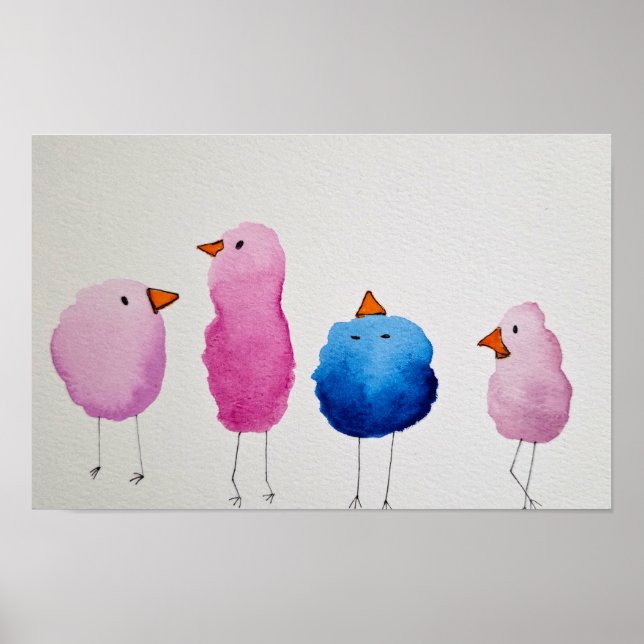 Poster Ilustração de Pássaro Minimalista Caprichosa (Frente)
