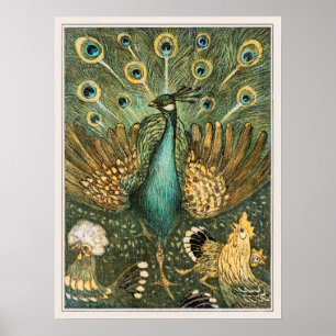 Poster Ilustração de Peacock Vintage