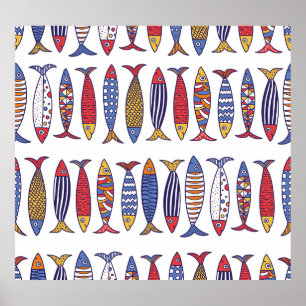 Poster Ilustração de Peixe Bonito: Crianças Sem Olhos