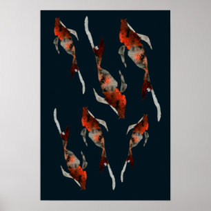 Poster Ilustração de peixe coi de aquarela