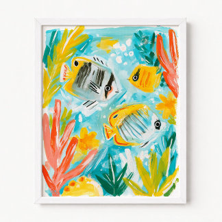 Poster Ilustração de Peixes Tropicais