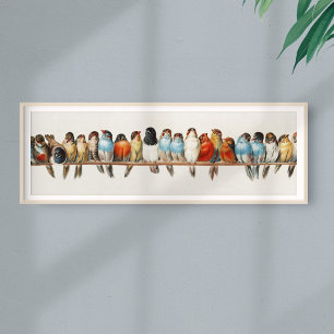 Poster Ilustração de "Perch of Birds Vintage Finch", 18