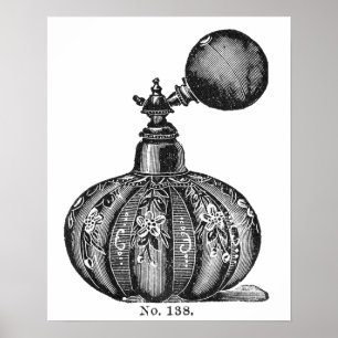 Poster Ilustração de perfume de safra em preto e branco