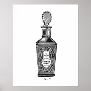 Poster Ilustração de perfume de safra em preto e branco