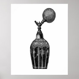 Poster Ilustração de perfume de safra preta e branca