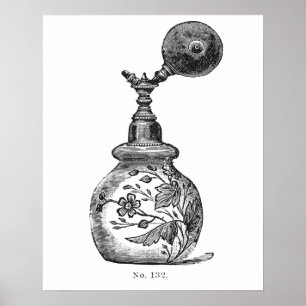 Poster Ilustração de perfume de safra preta e branca