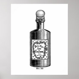 Poster Ilustração de perfume de safra preta e branca